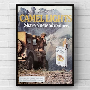 Vintage anni '80 Camel Lights sigarette 80s tabacco rivista pagina annuncio poster carta stampa arte murale arredamento casa retrò regalo originale da collezione