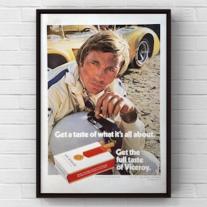 Cigarrillos Viceroy vintage de los años 70, tabaco de los años 70, revista Viceroys, póster publicitario, impresión, arte de pared, decoración del hogar, regalo retro, coleccionable original