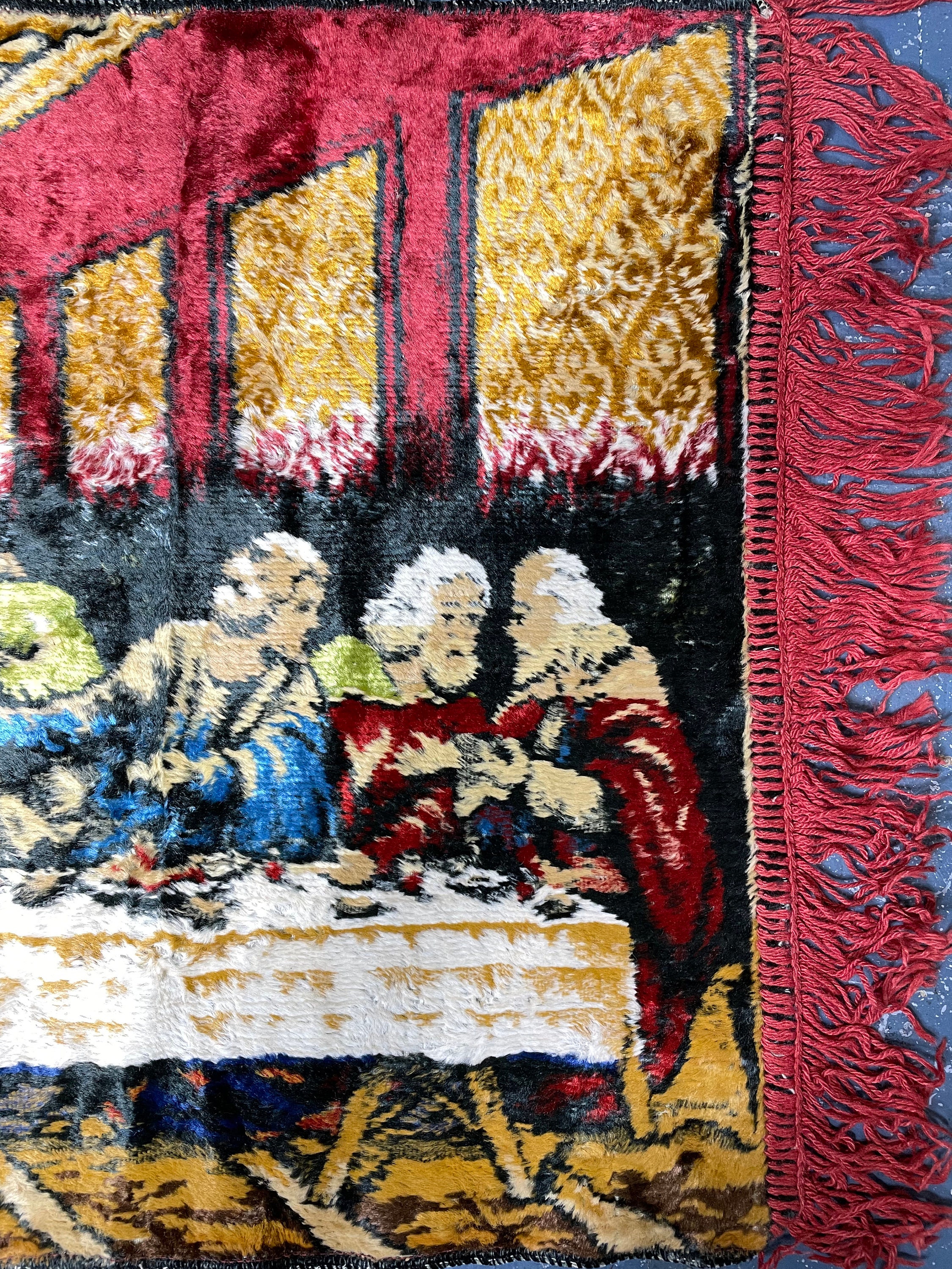 Vintage 1970s the Last Supper Jesus Christ Tapestry Rug Wall Vintage 1970s the Last Supper Jesus Christ Tapestry Rug Wall