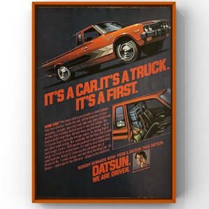 Vintage anni '70 Datsun Auto Camion 70s Rivista Pagina Pubblicità Poster Carta Stampa Arte Murale Arredamento Casa Retro Regalo Originale Collezionabile Man Cave Pickup