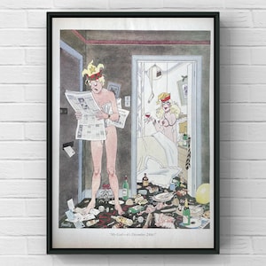 Vintage 1980s Playboy Illustration Funny Smilby Christmas 80s Magazine Page Ad Poster Print Wall Art Home Decor Gift Original Collectible