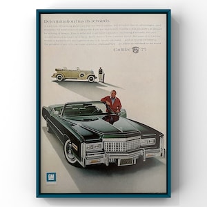 Vintage 1970s Cadillac Classic Car 70s Magazine Page Ad Poster Paper Print Wall Art Home Decor Retro Gift Original Collectible Man Cave