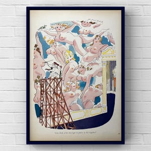 Ilustración de cómic de Playboy vintage de los años 70, página de revista divertida, dibujo de F. Folkes, pintor, póster de los años 70, impresión, decoración del hogar, arte de pared, regalo, mujer retro