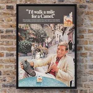 Vintage 1960s Camels Tobacco Cigarettes 60s Magazine Page Ad Poster Paper Print Wall Art Home Decor Retro Gift Original Collectible Mancave