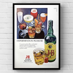 Vintage 1970s Scotch J&B 70s Magazine Page Bar Ad Poster Print Wall Art Home Decor Retro Gift Original Collectible Alcohol Whisky Whiskey