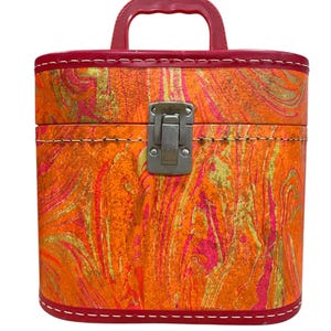 Bolso de mano vintage de los años 60, estilo hippie psicodélico, colorido, para maquillaje, con cierre de metal de cartón, accesorios retro de los años 60, regalo, pequeño y bonito equipaje