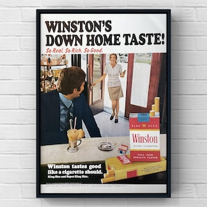 Vintage 1970s Winston Cigarettes Tobacco 70s Woman Magazine Page Ad Poster Print Wall Art Home Decor Retro Gift Original Mancave Sexy Smoke