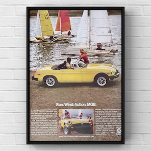 Vintage 1970s MG Midget Classic Car 70s Magazine Page Ad Poster Print Wall Art Home Decor Retro Gift Original Collectible Man Cave Trendy