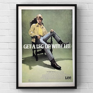Vintage 1970s Lee Brand Clothing 70s Man Pants Lees Magazine Page Ad Poster Paper Print Wall Art Home Decor Retro Gift Original Collectible