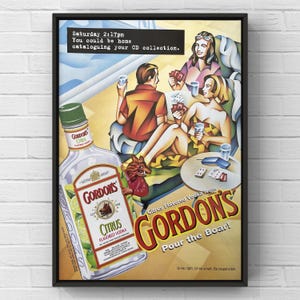 Vintage 1990s Gordon’s London Vodka Bar 90s Distilled Alcohol Magazine Page Ad Poster Paper Print Wall Art Home Decor Retro Gift English