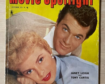Vintage 1950s Movie Spotlight Oct 1953 Magazine Soft Cover Book Janet Leigh Retro 50s Wall Art Poster Home Decor Ad Print Gift Tony Curtis