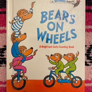 Vintage 1960er Jahre Bears On Wheels 60er Hard Cover Kinderbuch Gute-Nacht-Geschichten Bildergeschichte für Kinder Retro Dr. Seuss Stan Jan Berenstain Geschenk