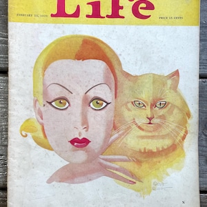 Antique 1920s LIFE 1927 Magazine Soft Cover Book Cat Deco Paper Vintage Retro 20s Wall Art Poster Home Decor Ad Print Gift Fashion Craft