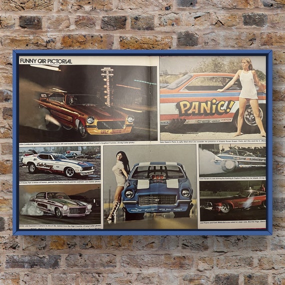 Vintage 1970s Car Pinup Racing Sexy 70s Magazine Ad Poster Paper