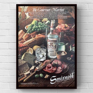 Vintage anni '70 Smirnoff Vodka Alcohol Bar Party 70s Pagina di rivista Pubblicità Poster Carta Stampa Arte murale Decorazione per la casa Regalo retrò Originale da collezione