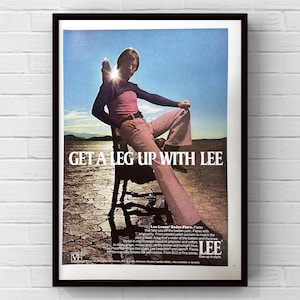 Ropa vintage de la marca Lee, años 70, pantalones para hombre, página de revista Lee, póster publicitario, impresión en papel, arte de pared, decoración del hogar, regalo retro, colección original