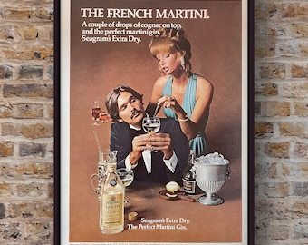 Vintage 1970s Seagrams Gin Alcohol Bar Playboy 70s Magazine Cover Page Ad Poster Print Wall Art Home Decor Retro Gift Original Collectible