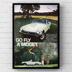 Vintage 1970s MGB Classic Car 70s Magazine Page Ad Poster Print Wall Art Home Decor Retro Gift Original Collectible Man Cave Trendy MG-TC