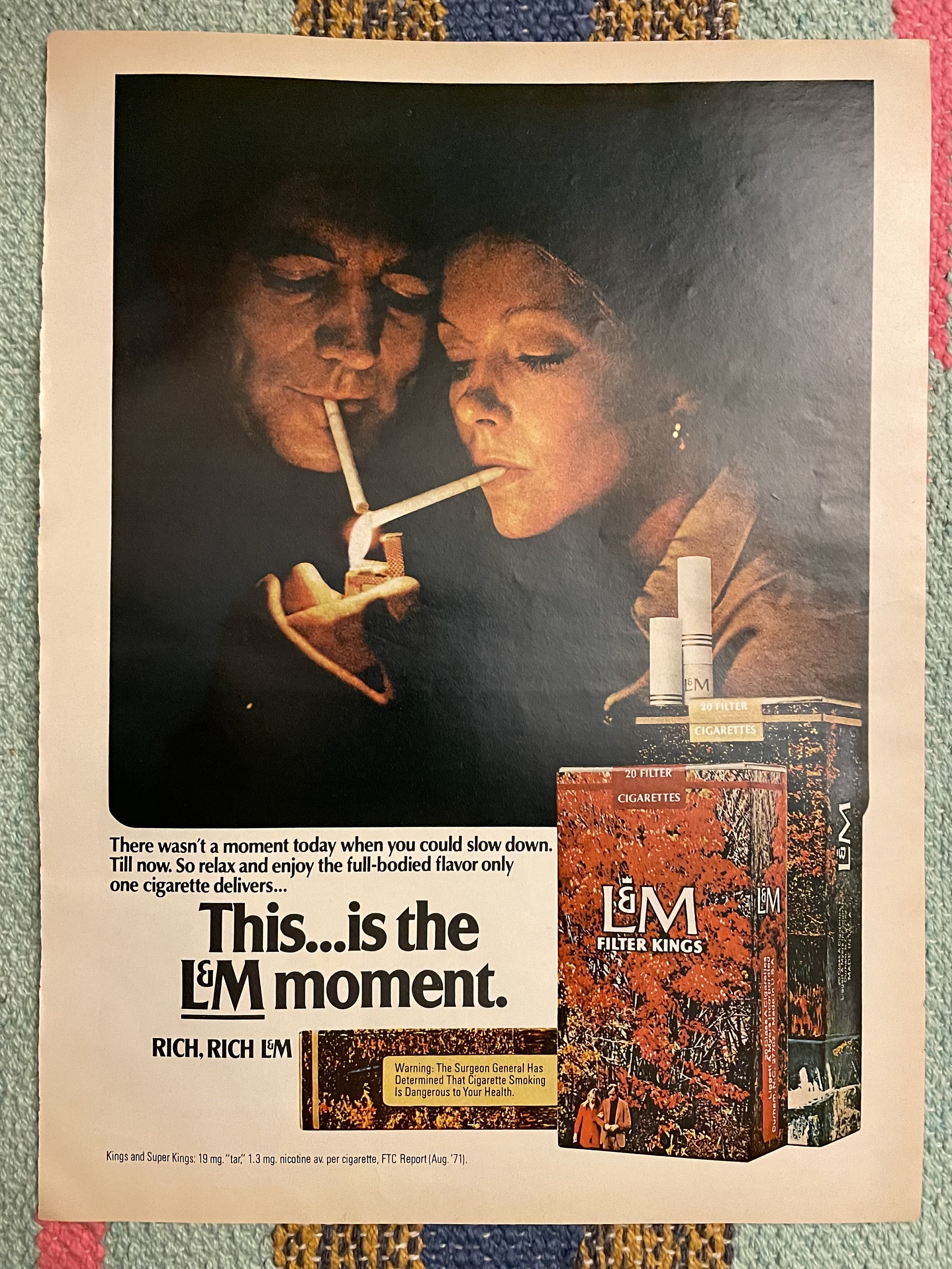 ヴィンテージ 1970年代 L&M タバコ 70年代 タバコ喫煙 L&M 雑誌ページ