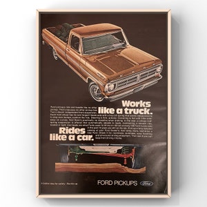 Vintage 1970s Ford Pickups / Camels 70s Pick up Truck Magazine Page Ad Poster Paper Print Wall Art Home Decor Retro Gift Original Collect