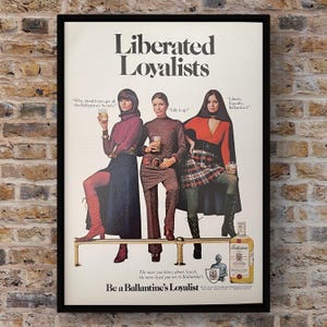 Vintage 1970s Ballantines Scotch Poster Print Magazine Page Ad Retro 70s Alcohol Whisky Wall Art Home Decor Whiskey Bar Woman Original Gift
