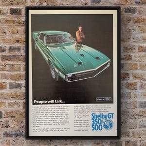 Vintage 1960s King Shelby COBRA GT 350/500-KR Classic Car 60s Ford Magazine Page Ad Poster Paper Print Wall Art Home Decor Retro Gift