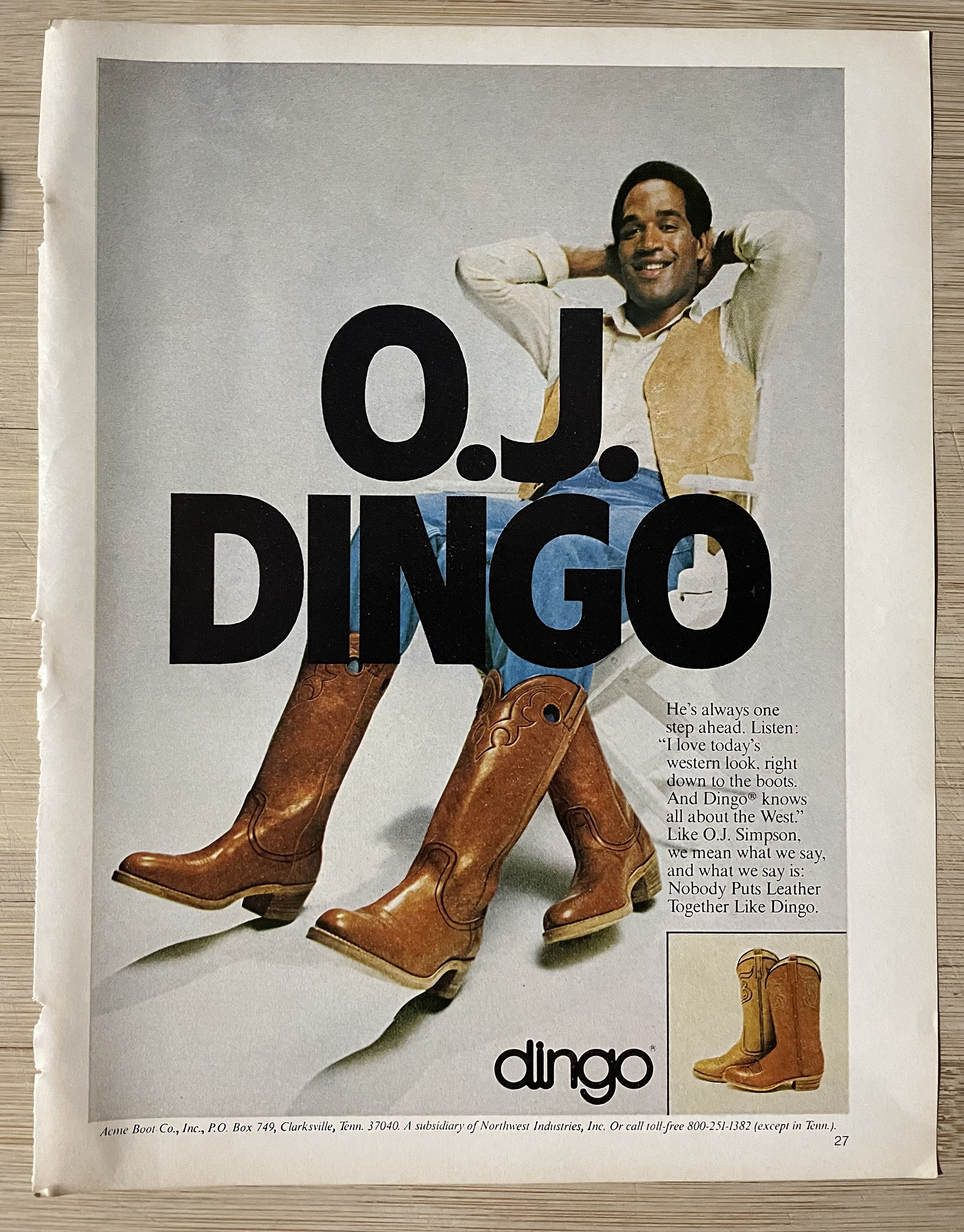Vintage 1970s O.J Dingo Boots Cowboy 70s Simpson Magazine