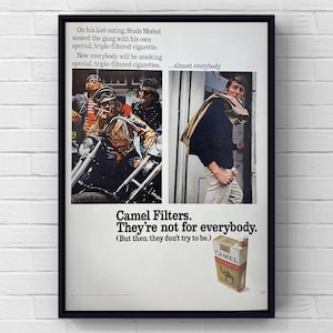 Vintage anni '70 Camel Cigarettes Tobacco 70s Magazine Page Ad Poster Paper Print Wall Art Home Decor Retro Gift Original Collectible Man Cave