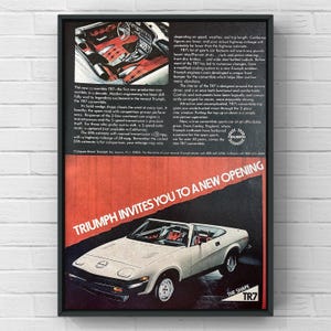 Vintage 1970s Triumph TR7 70s Classic Magazin Seite Ad Poster Druck Wand Kunst Home Decor Retro Geschenk Original Sammlerstück Grau