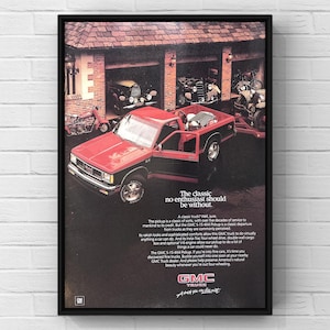 Vintage 1980s GMC S-15 Truck Pickup 80s Car Magazine Ad Poster Paper Print Wall Art Home Decor Retro Gift Original American Garage Motors