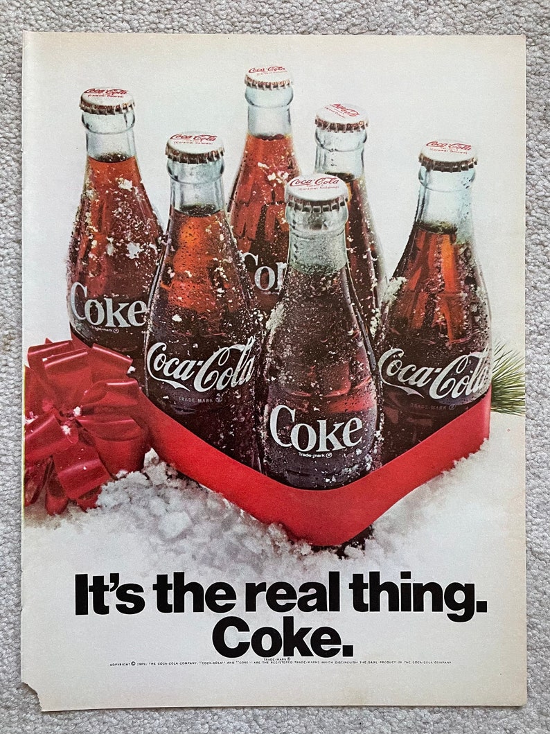 Vintage 1960s Coke Coca-Cola Soda 60s Bottle Magazine Ad Poster Paper Print Wall Art Home Decor Retro Gift Original Collectible Man Cave image 2