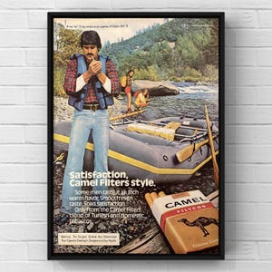 Cartel publicitario vintage de cigarrillos Camel Tobacco de los años 70, impresión en papel, arte de pared, decoración del hogar, regalo retro, colección original, cueva del hombre.