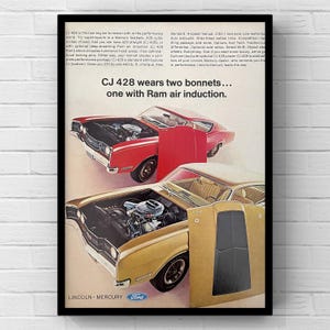 Vintage 1960s Classic Car Cyclone GT Mercury Ford 60s CJ 428 Magazine Cover Page Ad Poster Paper Print Wall Art Home Decor Gift Original