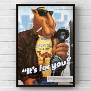 Vintage 1990s Camel Cigarettes 90s Magazine Page Ad Poster Print Wall Art Home Decor Retro Gift Original Collectible Man Tobacco Funny Phone