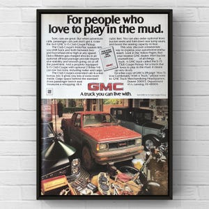 Vintage 1980s GMC S-15 Truck Pickup 80s Car Magazine Ad Poster Paper Print Wall Art Home Decor Retro Gift Original American Garage Motors
