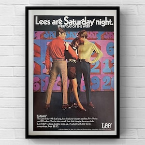 Vintage 1960s Lee Brand Clothing 60s Man Pants Lees Magazine Page Ad Poster Paper Print Wall Art Home Decor Retro Gift Original Collectible