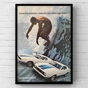 Vintage 1970s Ford Mustang Classic Car 70s Magazine Page Ad Poster Paper Print Wall Art Home Decor Retro Gift Original Collectible Man Cave
