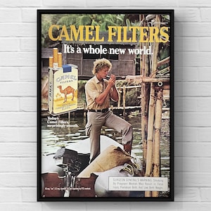 Vintage 1980s Camels Cigarettes 80s Tobacco Magazine Page Ad Poster Print Wall Art Home Decor Retro Gift Original Collectible Mancave Camel