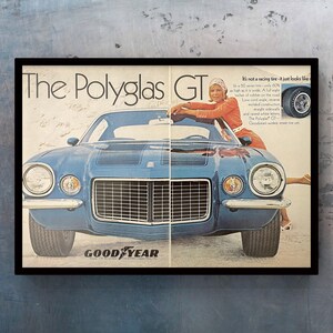 Vintage 1970s GoodYear Tires Car 70s Polyglas GT Viceroy Magazine 2 Page Ad Poster Print Wall Art Home Decor Retro Gift Original Collectible