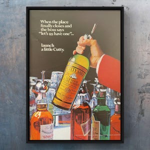 Vintage 1970s Cutty Sark Scotch Alcohol Whisky 70s Magazine Page Ad Poster Paper Print Wall Art Home Decor Retro Gift Original Collectible