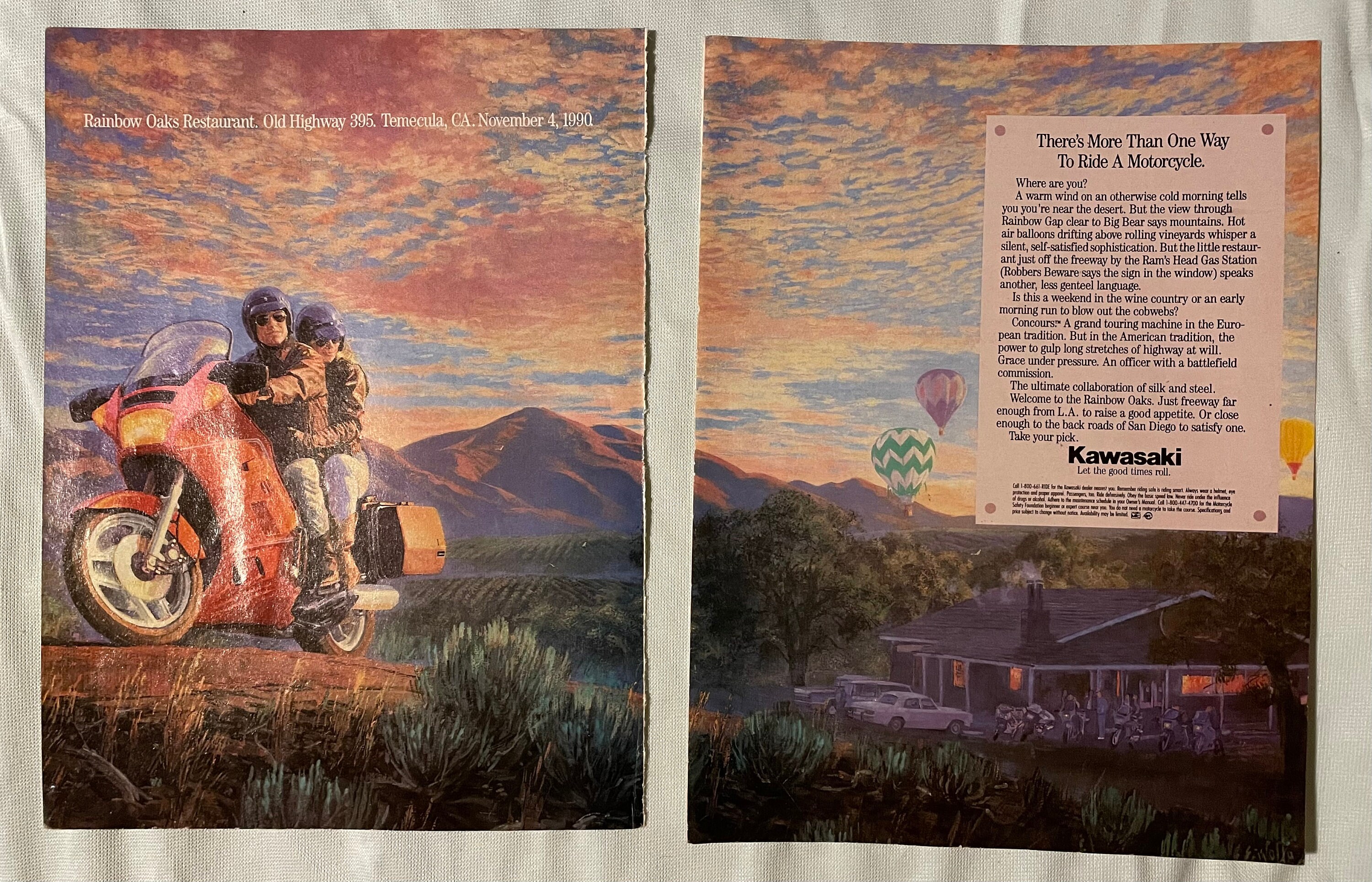Vintage 1990s Kawasaki Motorcycle Biker 90s Magazine Page Ad
