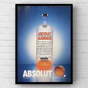 Vintage 90er Jahre Absolut Vodka Flasche Alkohol Bar 90er Jahre Magazin Seite Anzeige Poster Papier Druck Wand Kunst Home Decor Retro Geschenk Original Sammlerstück