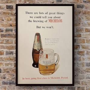Vintage 1960s Michelob Beer 60s Bar Alcohol Magazine Page Ad Poster Print Wall Art Home Decor Retro Gift Original Collectible Brewery