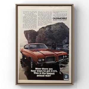 Vintage 1970s GM Oldsmobile Classic Car Red 70s Magazine Page Ad Poster Print Wall Art Home Decor Retro Gift Original Collectible Man Cave