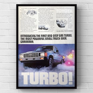 Vintage 1980s Toyota SR5 Truck Pickup 80s Car Magazine Ad Poster Paper Print Wall Art Home Decor Retro Gift Original American Garage Motor