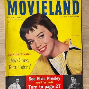 Vintage 1950s Full Magazine Movieland 1957 Elvis Movies Pinup 60s Retro Book Gossip Collectible Gift Home Decor Hollywood Cowboy Film TV