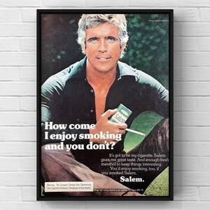 Vintage 1970s Salem Cigarettes Tobacco 70s Salems Magazine Page Ad Poster Paper Print Wall Art Home Decor Retro Gift Original Collectible