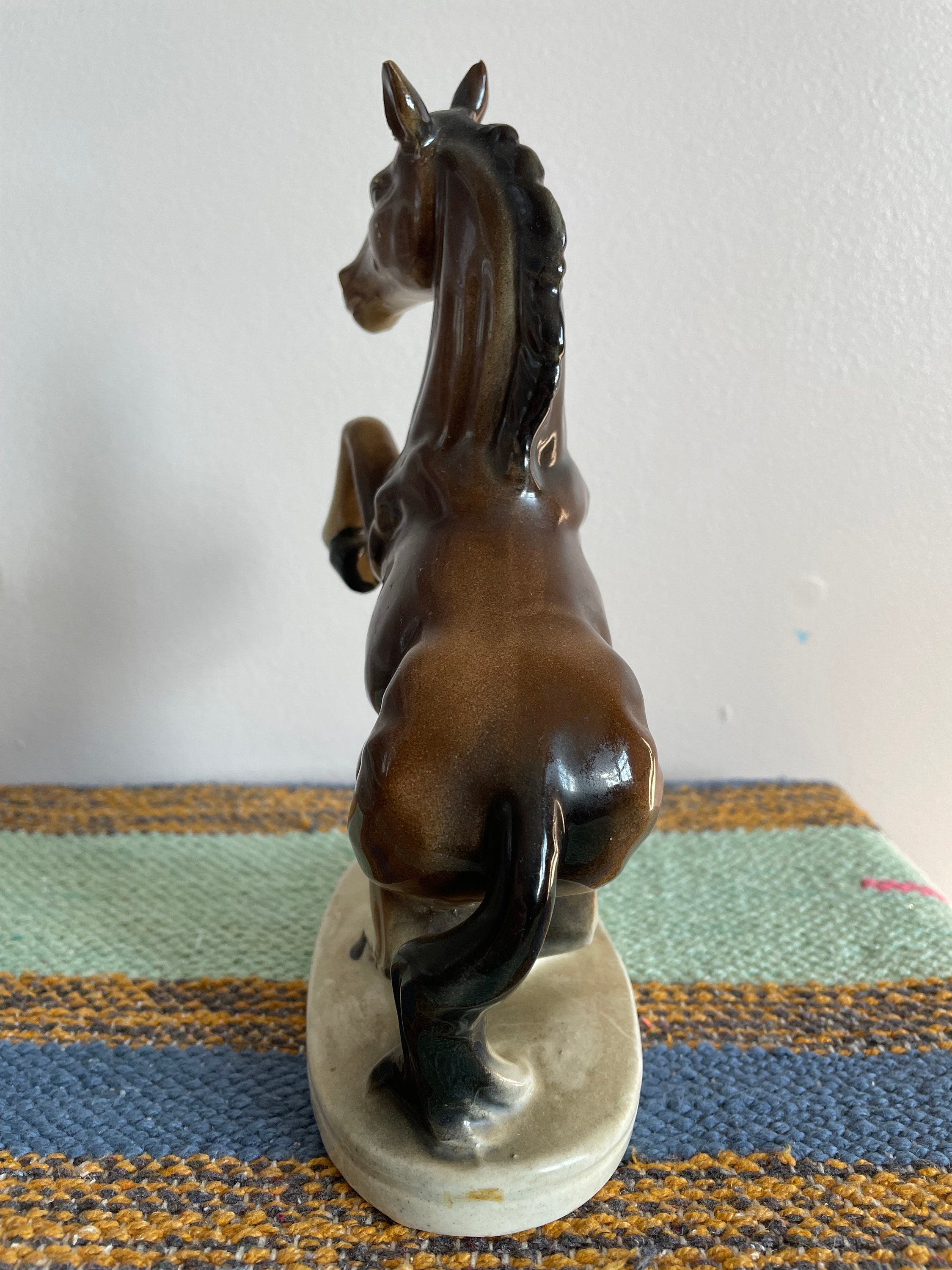 Vintage 1970s Horse Figurine Glass Ceramic Home Decor Horse