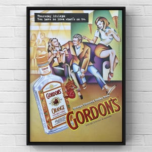 Vintage 1990s Gordon’s London Vodka Bar 90s Distilled Alcohol Magazine Page Ad Poster Paper Print Wall Art Home Decor Retro Gift English