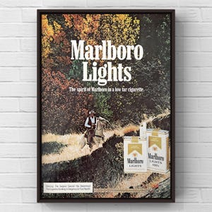 Vintage anni '70 Marlboro Cigarettes 70s Cowboy Western Magazine Page Ad Poster Carta Stampa Wall Art Home Decor Retro Regalo Originale Collezionabile
